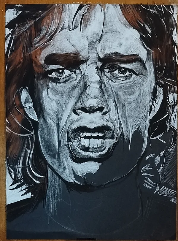 Portrait final de Mick Jagger hyperréaliste par Jérémy Morin
